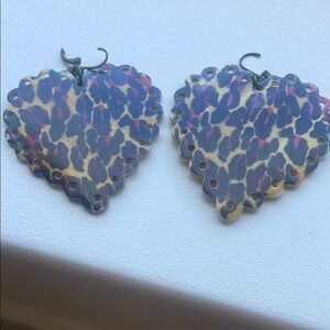 Betsy Johnson Heart-Shaped Leopard Print Earrings
